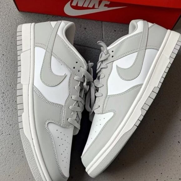 Nike Dunk Low Light Grey & White Sneakers - Classic Minimalist Design - Picture 3 of 5
